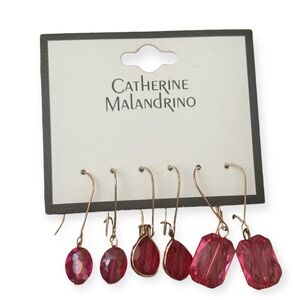 Catherine Malandrino Pink/Gold Earrings Set NWT